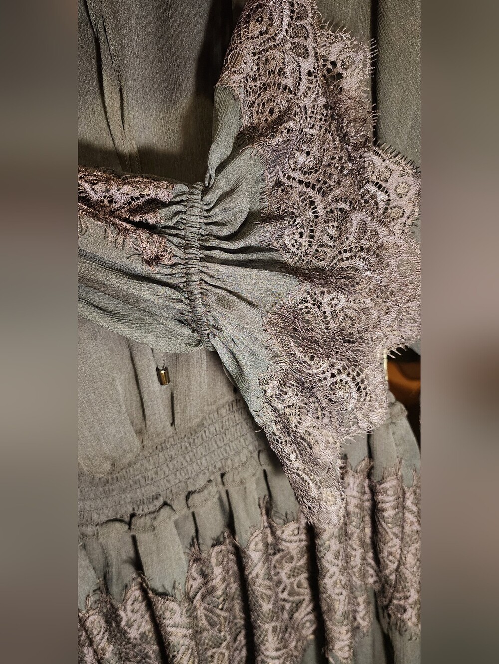 Ramy Brook Navy Lace-Tiered Long-Sleeve Mini Dress - Picture 3 of 5